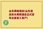 山东黄精酒业(山东酒业巨头黄精酒业正式宣布全面复工复产)