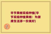 毕节黄精家庭种植(毕节家庭种植黄精：为健康生活添一份美好)