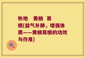 熟地   黄精  葛根(益气补肺，增强体质——黄精葛根的功效与作用)