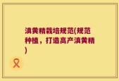 滇黄精栽培规范(规范种植，打造高产滇黄精)