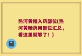 热河黄精入药部位(热河黄精药用部位汇总，看这里就够了！)
