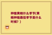 种植黄精什么季节(黄精种植最佳季节是什么时候？)