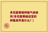 多花甜黄精种植气候条件(多花甜黄精适宜的种植条件是什么？)