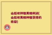 山后坡种植黄精利润(山后坡黄精种植获得的收益)