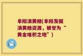 阜阳滇黄精(阜阳发掘滇黄精资源，被誉为“黄金堆积之地”)