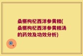 桑椹枸杞西洋参黄精(桑椹枸杞西洋参黄精汤的药效及功效分析)