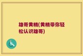 雄哥黄精(黄精带你轻松认识雄哥)