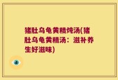 猪肚乌龟黄精炖汤(猪肚乌龟黄精汤：滋补养生好滋味)