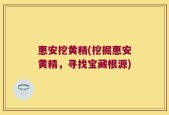 惠安挖黄精(挖掘惠安黄精，寻找宝藏根源)