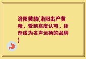 洛阳黄精(洛阳出产黄精，受到高度认可，逐渐成为名声远扬的品牌)