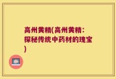 高州黄精(高州黄精：探秘传统中药材的瑰宝)
