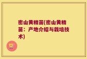 密山黄精苗(密山黄精苗：产地介绍与栽培技术)