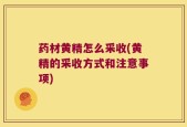 药材黄精怎么采收(黄精的采收方式和注意事项)