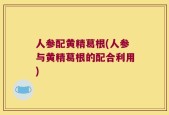 人参配黄精葛根(人参与黄精葛根的配合利用)
