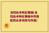当归白术枸杞黄精(当归白术枸杞黄精中药搭配的众多功效与作用)