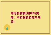 知母和黄精(知母与黄精：中药材的药效与功效)
