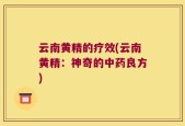 云南黄精的疗效(云南黄精：神奇的中药良方)