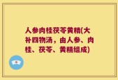 人参肉桂茯苓黄精(大补四物汤，由人参、肉桂、茯苓、黄精组成)