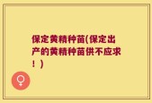保定黄精种苗(保定出产的黄精种苗供不应求！)