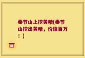 奉节山上挖黄精(奉节山挖出黄精，价值百万！)