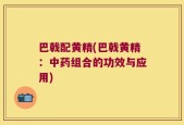 巴戟配黄精(巴戟黄精：中药组合的功效与应用)