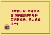 滇黄精云农3号种苗销售(滇黄精云农3号种苗销售启动，助力农业生产)