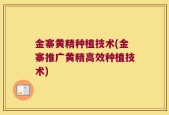 金寨黄精种植技术(金寨推广黄精高效种植技术)