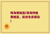 珠海黄精苗(珠海种植黄精苗，促进生态建设)