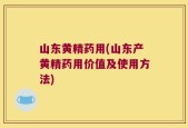 山东黄精药用(山东产黄精药用价值及使用方法)