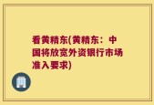 看黄精东(黄精东：中国将放宽外资银行市场准入要求)