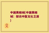 中国黄精城(中国黄精城：探访中医文化之源)