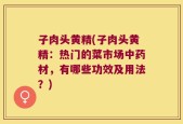 子肉头黄精(子肉头黄精：热门的菜市场中药材，有哪些功效及用法？)