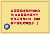 肉苁蓉黄精黄芪熟地白芍(肉苁蓉黄精黄芪熟地白芍合力补肾，你需要知道的关键信息！)