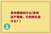 贵州黄精叫什么(贵州出产黄精，它的别名是什么？)