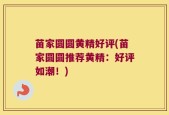 苗家圆圆黄精好评(苗家圆圆推荐黄精：好评如潮！)