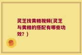 灵芝找黄精视频(灵芝与黄精的搭配有哪些功效？)