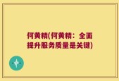 何黄精(何黄精：全面提升服务质量是关键)