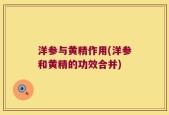 洋参与黄精作用(洋参和黄精的功效合并)