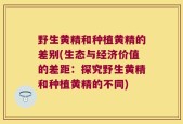 野生黄精和种植黄精的差别(生态与经济价值的差距：探究野生黄精和种植黄精的不同)