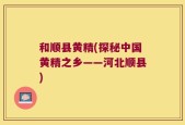 和顺县黄精(探秘中国黄精之乡——河北顺县)