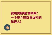 贺州黄精明(黄精明：一个奋斗在百色山村的年轻人)