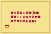 修水黄龙山黄精(修水黄龙山：珍稀中药材黄精之乡的美好探秘)