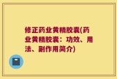 修正药业黄精胶囊(药业黄精胶囊：功效、用法、副作用简介)