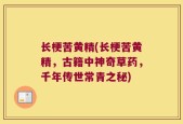长梗苦黄精(长梗苦黄精，古籍中神奇草药，千年传世常青之秘)