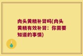 肉头黄精补肾吗(肉头黄精有效补肾：你需要知道的事情)