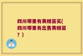 四川哪里有黄精苗买(四川哪里有出售黄精苗？)