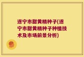 遂宁市甜黄精种子(遂宁市甜黄精种子种植技术及市场前景分析)