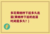 多花黄精种下后多久出苗(黄精种下后的出苗时间是多久？)