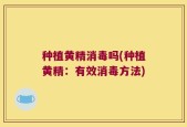 种植黄精消毒吗(种植黄精：有效消毒方法)