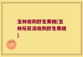 玉林收购野生黄精(玉林斥巨资收购野生黄精)
